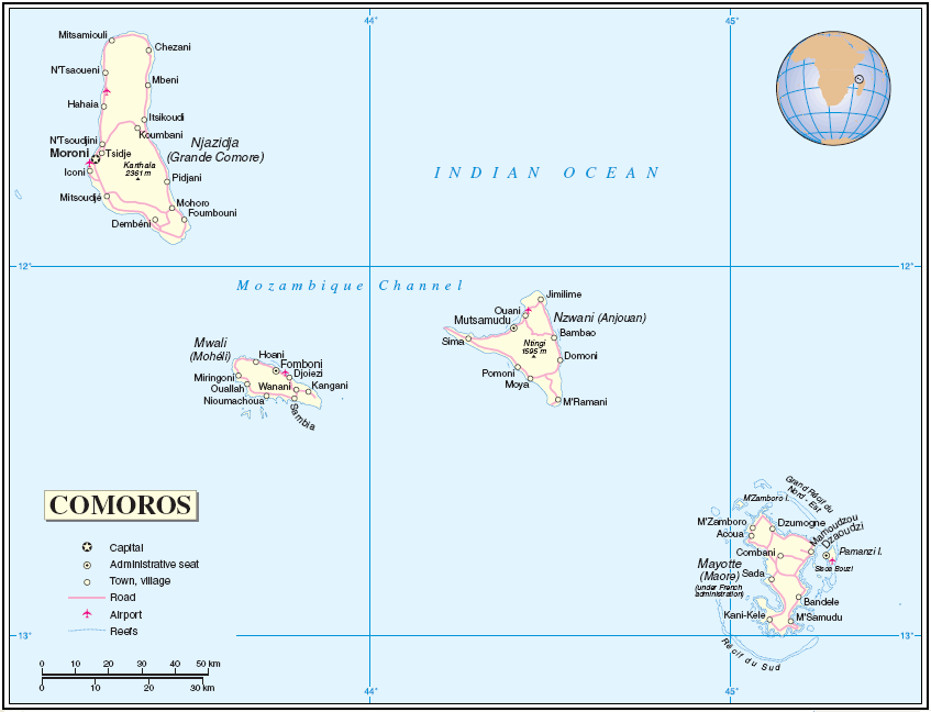 Cartes des Comores
